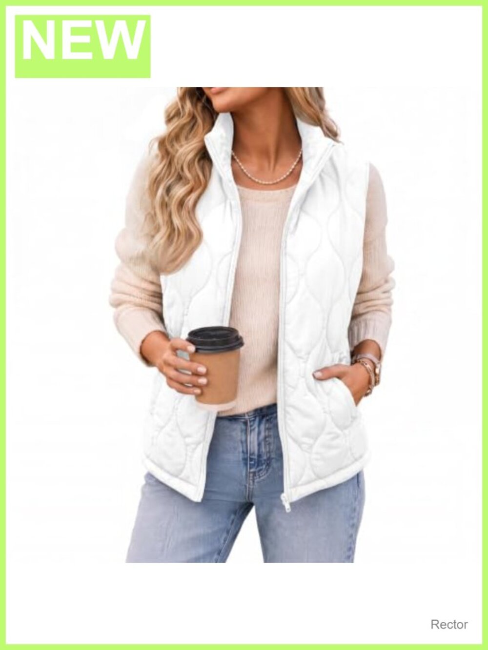 Quilted Puffer Vest Lightweight Sleeveless Zip Up Outerwear
